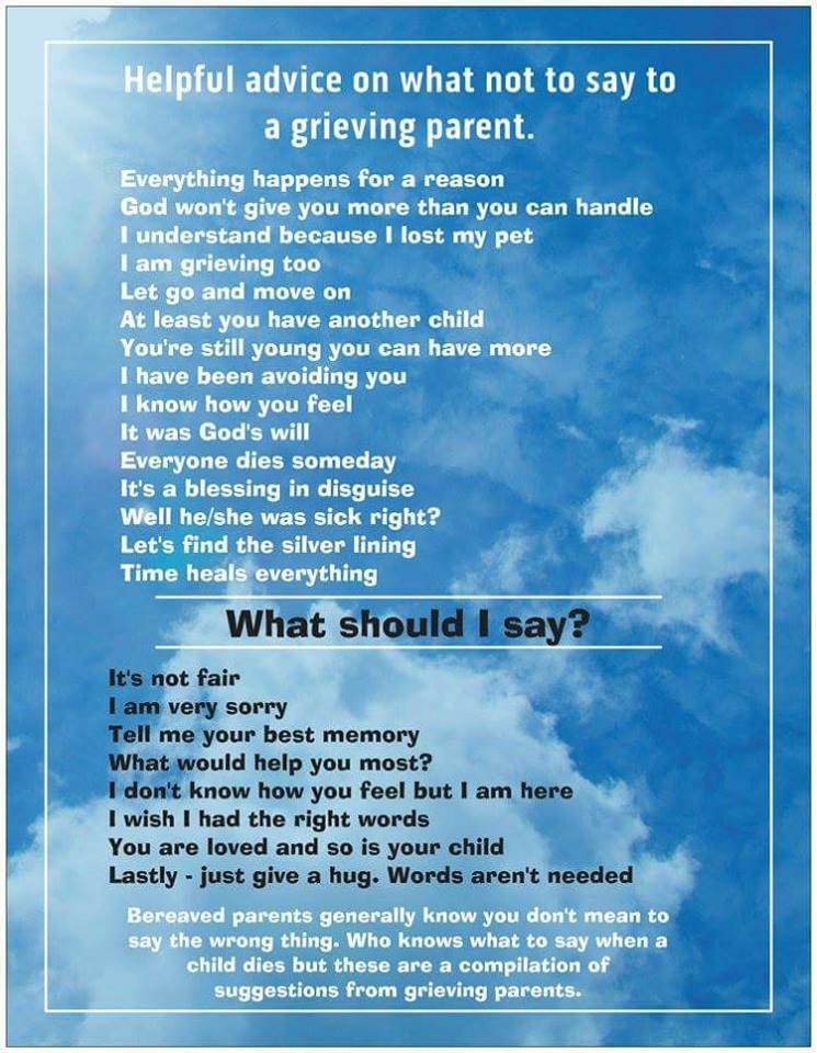helpful advice what not to say to a bereaved parent